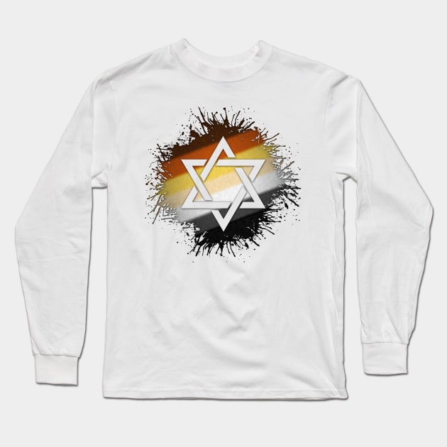 Paint Splatter Gay Bear Pride Star of David Symbol Long Sleeve T-Shirt by LiveLoudGraphics